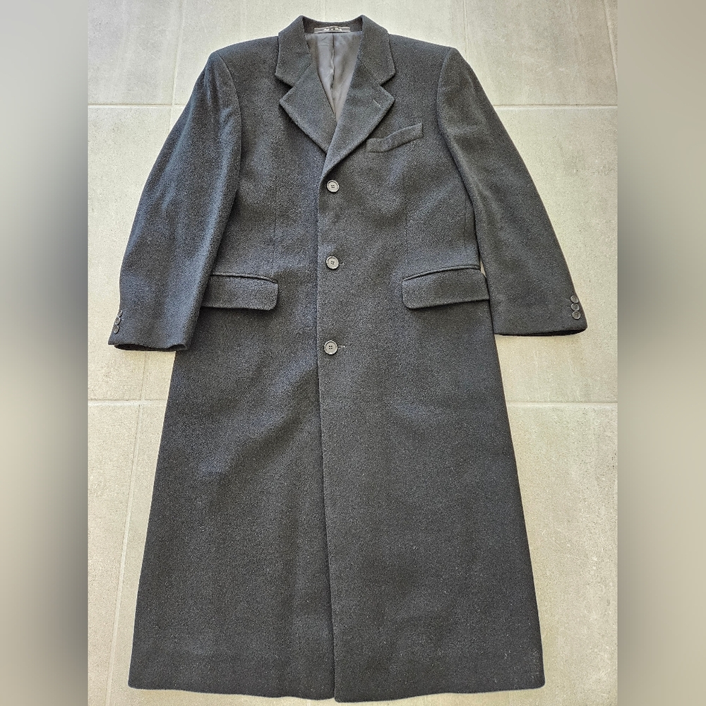 MOVIMENTO Men's Black 100% Cashmere coat Size 48 US 38 Made In Italy